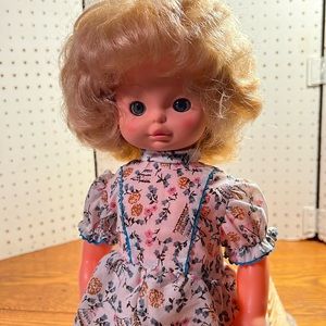 17” plastic doll, blonde hair, blue eyes